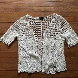 Casual White Lace Crochet Top